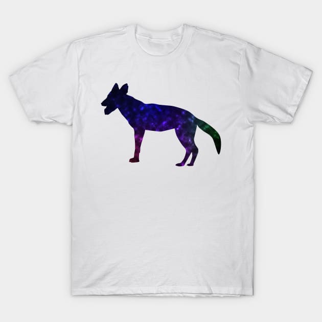 Space Silhouette Jackal T-Shirt by Bloodfire09